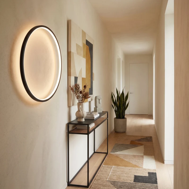 Moderne Ringwandlamp LED USB Acryl Minimalistisch Design Metaal Sfeerverlichting voor Woonkamer Bar Interieur | Sansoti