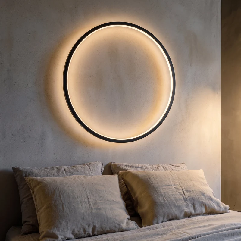 Moderne Ringwandlamp LED USB Acryl Minimalistisch Design Metaal Sfeerverlichting voor Woonkamer Bar Interieur | Sansoti