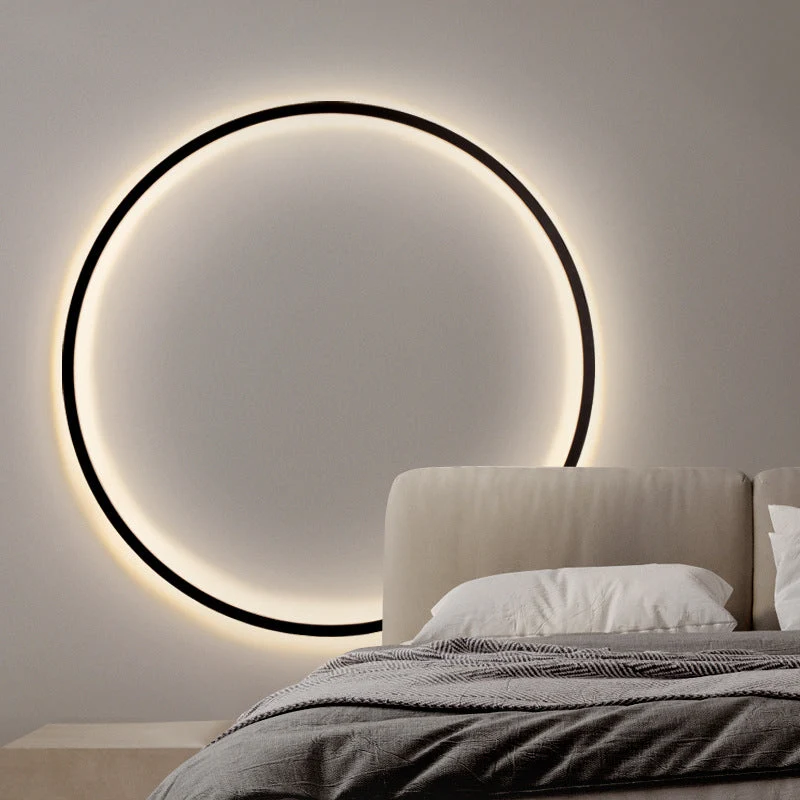 Moderne Ringwandlamp LED USB Acryl Minimalistisch Design Metaal Sfeerverlichting voor Woonkamer Bar Interieur | Sansoti