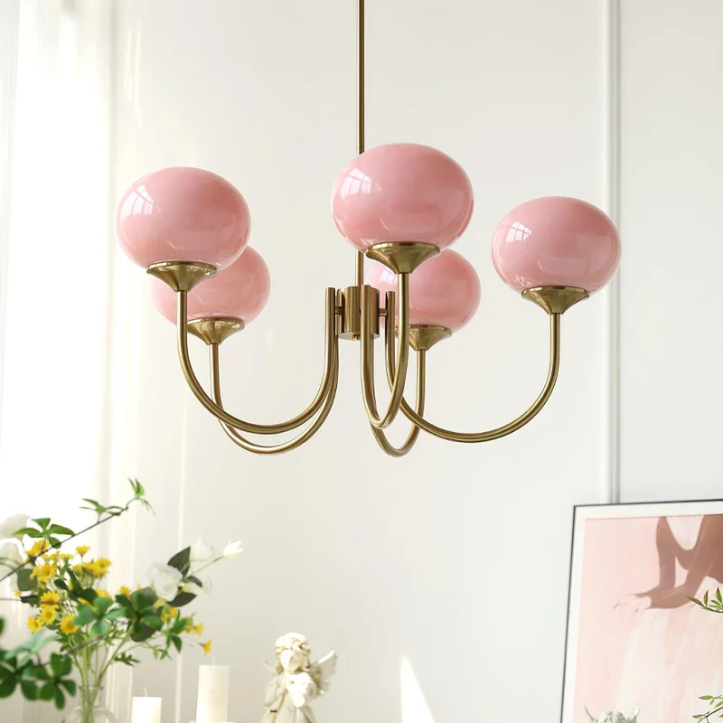 Glazen Bollen Kroonluchter Matglas Warm Wit Licht Eettafel Woonkamer Hal Verlichting Gesmeed IJzer Modern | Sansoti