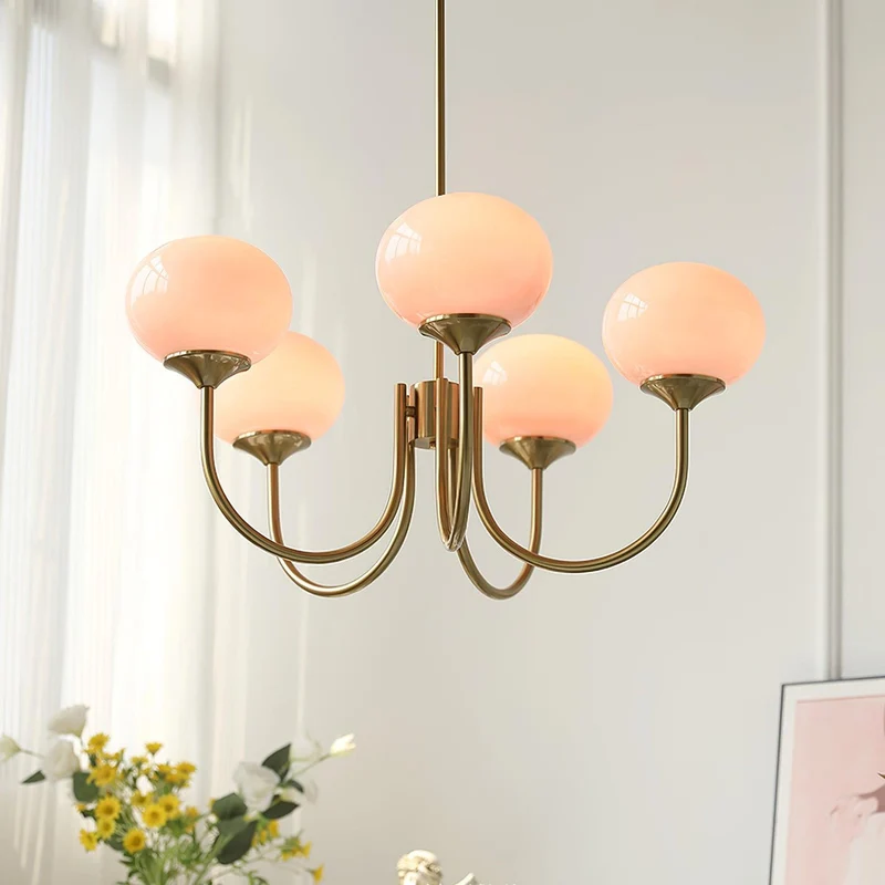 Glazen Bollen Kroonluchter Matglas Warm Wit Licht Eettafel Woonkamer Hal Verlichting Gesmeed IJzer Modern | Sansoti