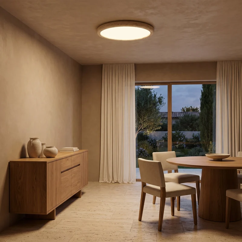 Plafondlamp Travertijn Natuursteen Rond Warm Licht Scandinavisch Design Woonkamer Slaapkamer 38-58cm | Sansoti