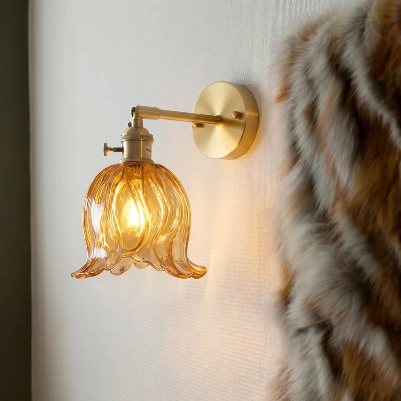 Glazen Wandlamp Bloembladontwerp Handgeblazen 3000K Warm Wit Licht Artistieke Muurverlichting Woonkamer | Sansoti