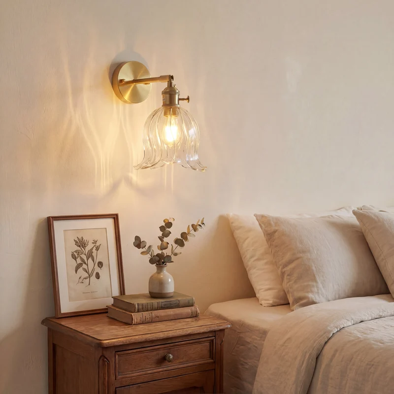 Glazen Wandlamp Bloembladontwerp Handgeblazen 3000K Warm Wit Licht Artistieke Muurverlichting Woonkamer | Sansoti