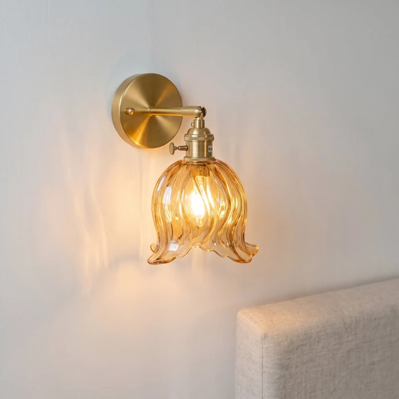 Glazen Wandlamp Bloembladontwerp Handgeblazen 3000K Warm Wit Licht Artistieke Muurverlichting Woonkamer | Sansoti