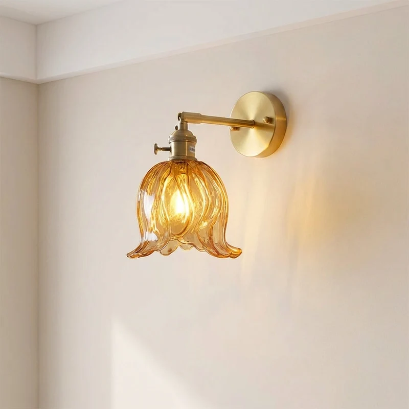 Glazen Wandlamp Bloembladontwerp Handgeblazen 3000K Warm Wit Licht Artistieke Muurverlichting Woonkamer | Sansoti