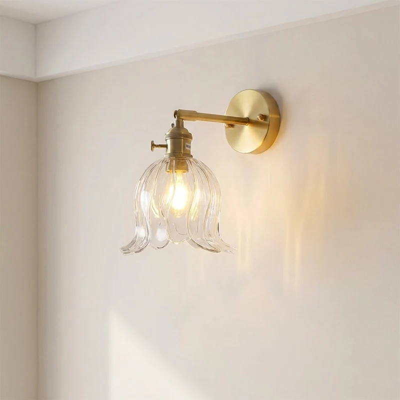 Glazen Wandlamp Bloembladontwerp Handgeblazen 3000K Warm Wit Licht Artistieke Muurverlichting Woonkamer | Sansoti