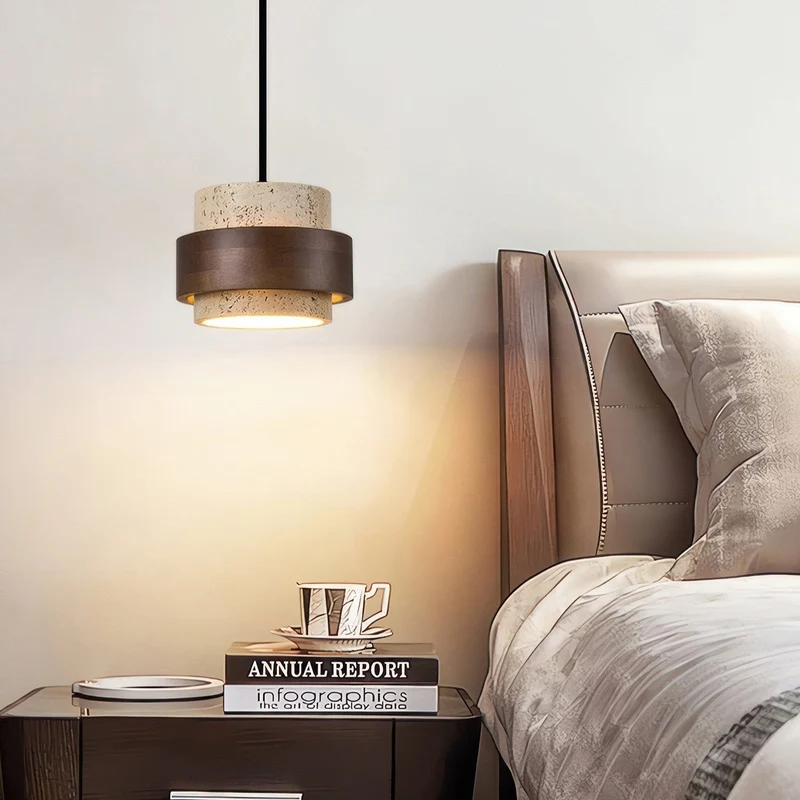 Hanglamp Natuursteen Hout Wabi-Sabi Stijl Verstelbaar Eetkamer Bar Keuken Verlichting 1 2 3 4 Spots LED | Sansoti