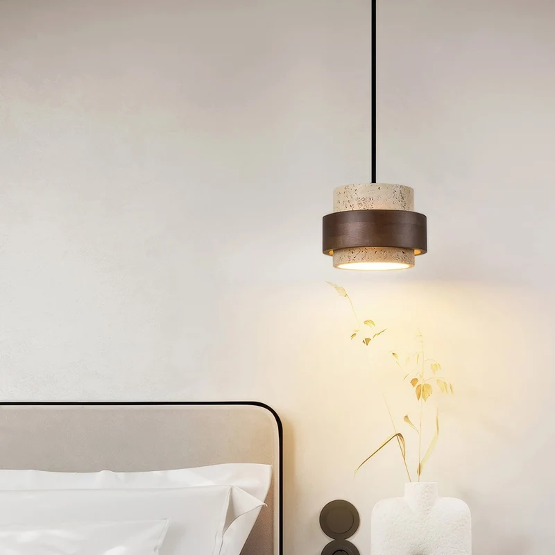 Hanglamp Natuursteen Hout Wabi-Sabi Stijl Verstelbaar Eetkamer Bar Keuken Verlichting 1 2 3 4 Spots LED | Sansoti