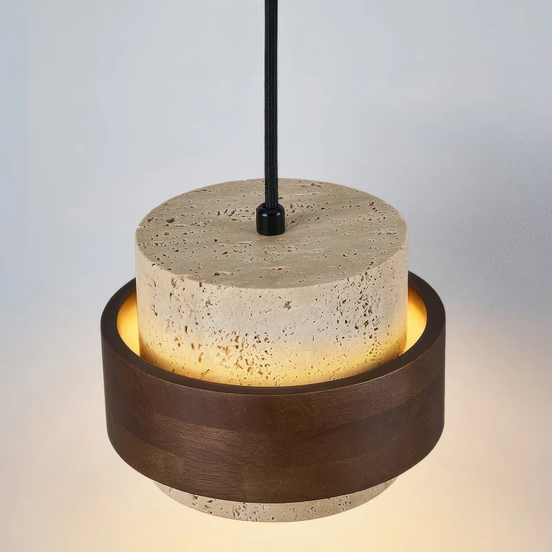 Hanglamp Natuursteen Hout Wabi-Sabi Stijl Verstelbaar Eetkamer Bar Keuken Verlichting 1 2 3 4 Spots LED | Sansoti