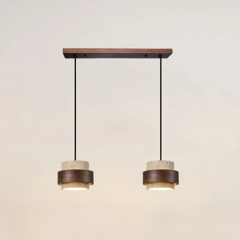 Hanglamp Natuursteen Hout Wabi-Sabi Stijl Verstelbaar Eetkamer Bar Keuken Verlichting 1 2 3 4 Spots LED | Sansoti