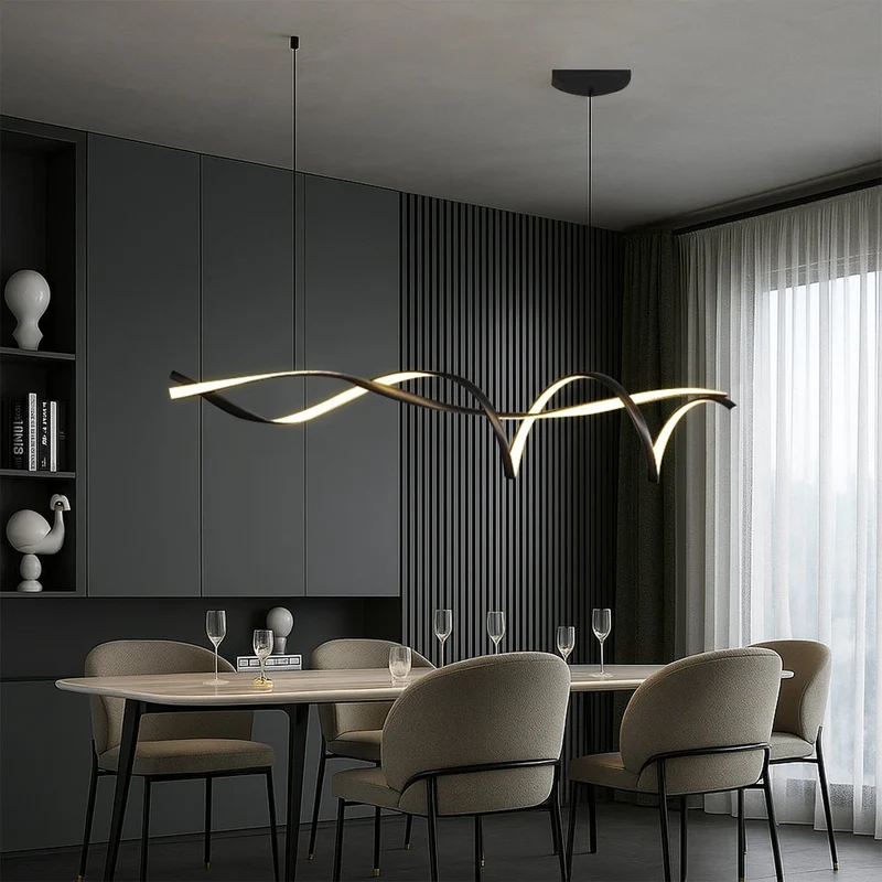 Scandinavische Hanglamp Keukentafel Lineair Design E27 Verstelbaar Eetkamer Keukeneiland Bar Minimalistisch | Sansoti