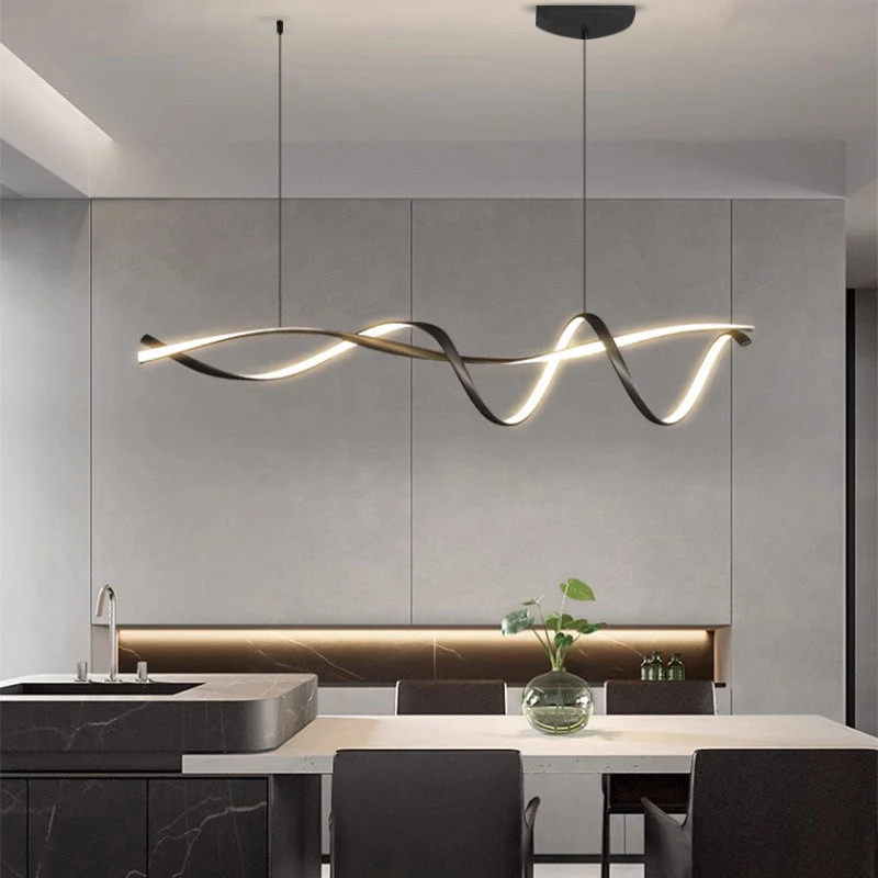 Scandinavische Hanglamp Keukentafel Lineair Design E27 Verstelbaar Eetkamer Keukeneiland Bar Minimalistisch | Sansoti