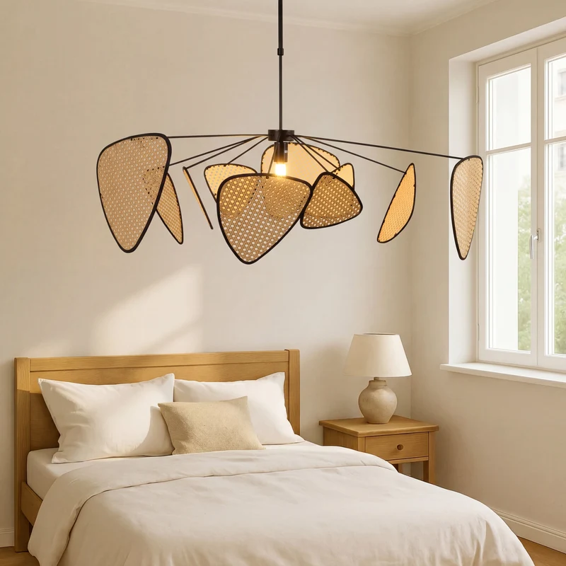 Rotan Hanglamp Gevlochten Natuurlijk Design Warm Wit Licht Verstelbaar Scandinavisch Sfeervol Interieur | Sansoti