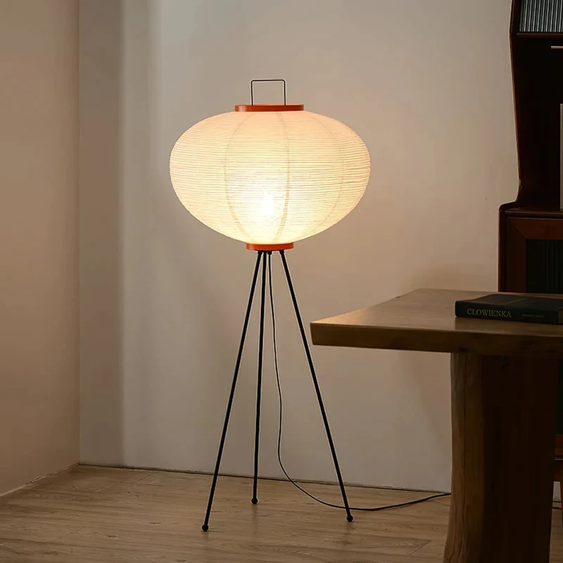 Sculptuurlijke vloerlamp rijstpapier warmwit LED 3000K wabi-sabi handgemaakt voor leeshoek woonkamer | Sansoti