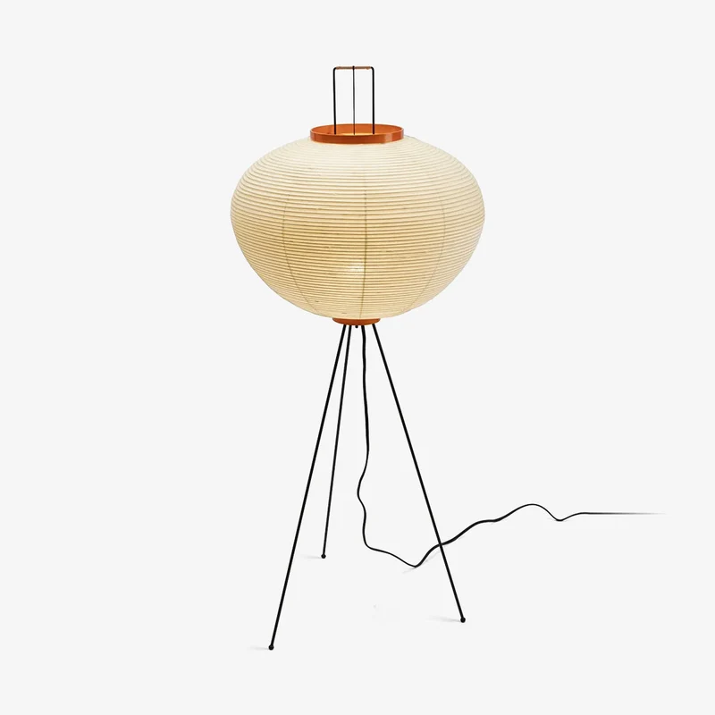 Sculptuurlijke vloerlamp rijstpapier warmwit LED 3000K wabi-sabi handgemaakt voor leeshoek woonkamer | Sansoti