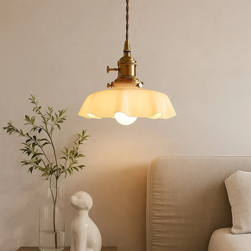Hanglamp Messing Glas Verstelbaar Wit E26 E27 Scandinavisch Design Eetkamer Bar Woonruimte Landelijk | Sansoti