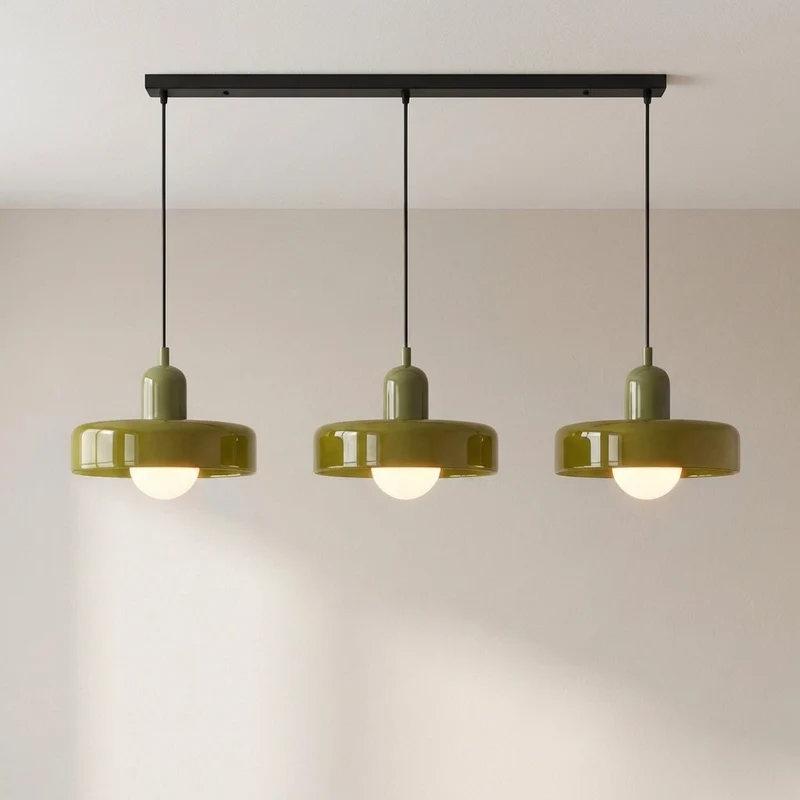 Hanglamp 3-Lichts Gekleurd Glas Bauhaus Design Eetkamer Verstelbaar Warm Wit Modern Kunstzinnig Interieur | Sansoti