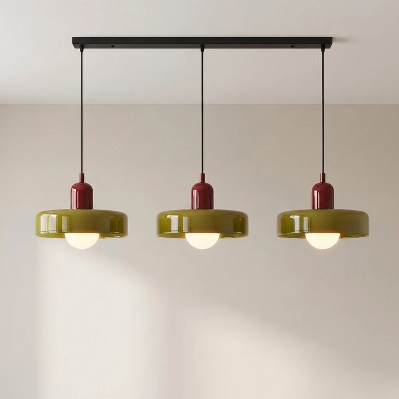 Hanglamp 3-Lichts Gekleurd Glas Bauhaus Design Eetkamer Verstelbaar Warm Wit Modern Kunstzinnig Interieur | Sansoti