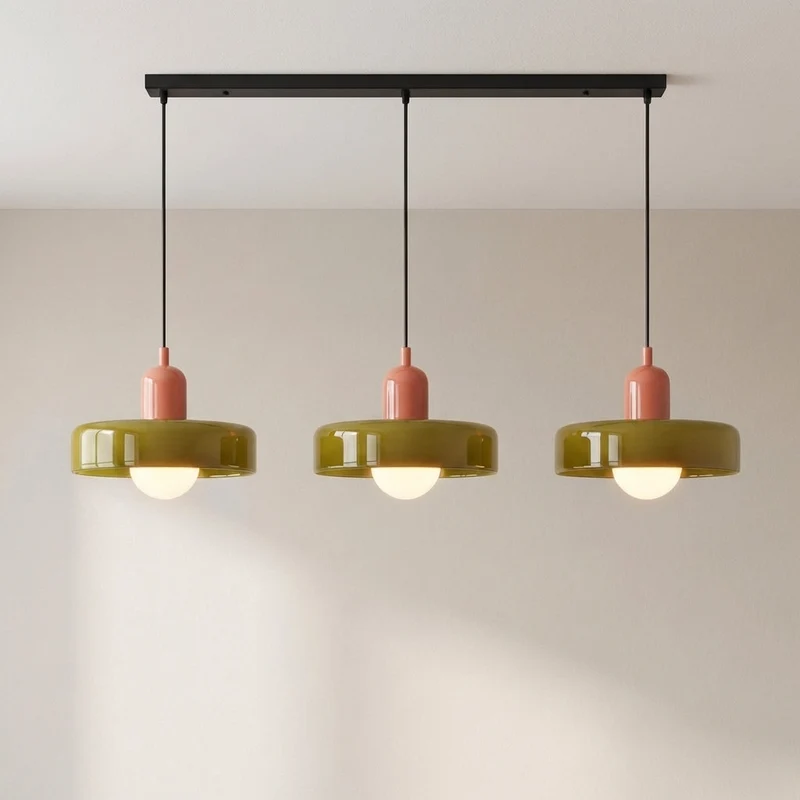 Hanglamp 3-Lichts Gekleurd Glas Bauhaus Design Eetkamer Verstelbaar Warm Wit Modern Kunstzinnig Interieur | Sansoti