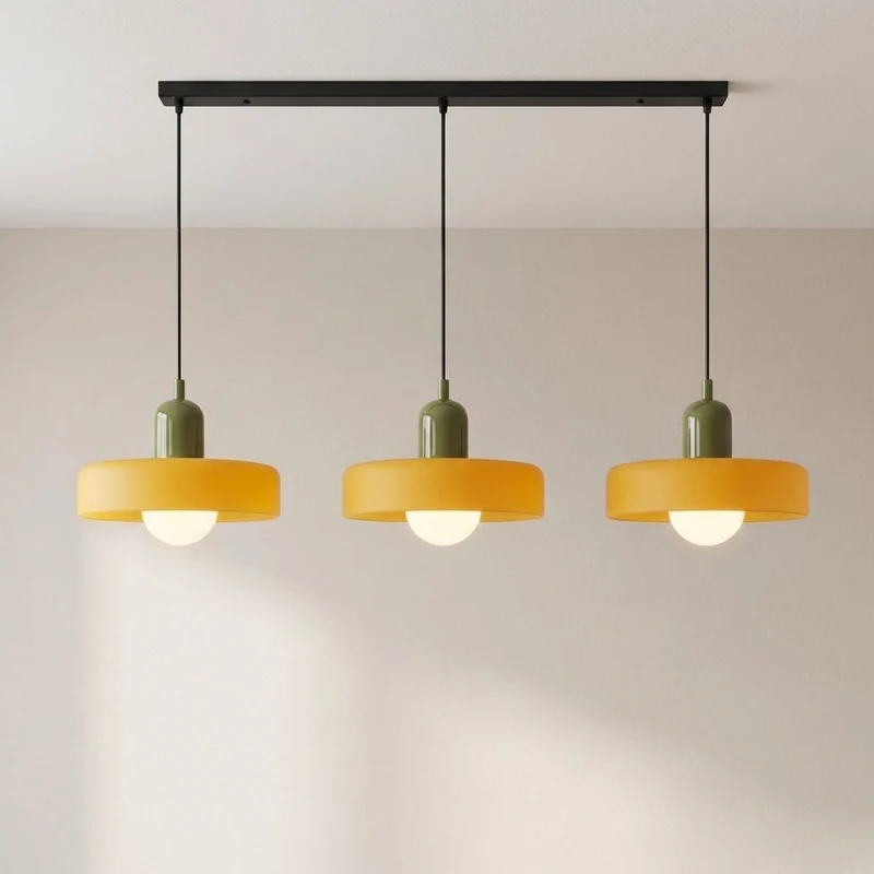 Hanglamp 3-Lichts Gekleurd Glas Bauhaus Design Eetkamer Verstelbaar Warm Wit Modern Kunstzinnig Interieur | Sansoti
