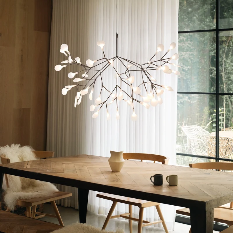 Hanglamp Acryl Vertakt met Zwevende Lichtbolletjes Warm Neutraal Koud Wit Modern Scandinavisch Design | Sansoti