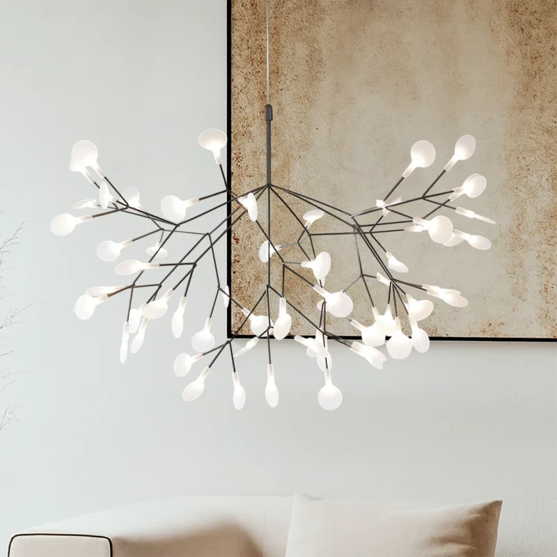 Hanglamp Acryl Vertakt met Zwevende Lichtbolletjes Warm Neutraal Koud Wit Modern Scandinavisch Design | Sansoti