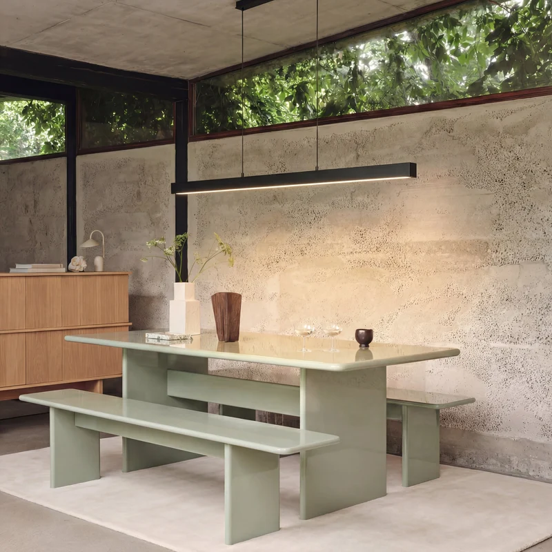 Houten Hanglamp LED Eettafel Zwart Wit 80-120cm Architectonisch Design Warm Licht Thuiskantoor Interieur | Sansoti