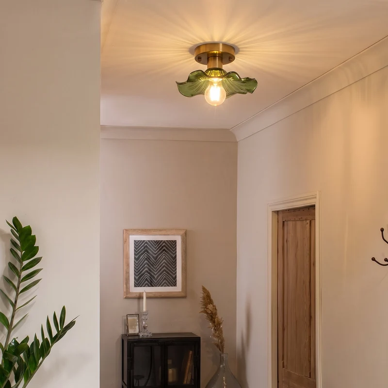 Glazen Plafondlamp Bloesemvorm Ø58cm Warm Wit LED 3000K Aluminium Armatuur Woonkamer Slaapkamer Verlichting | Sansoti