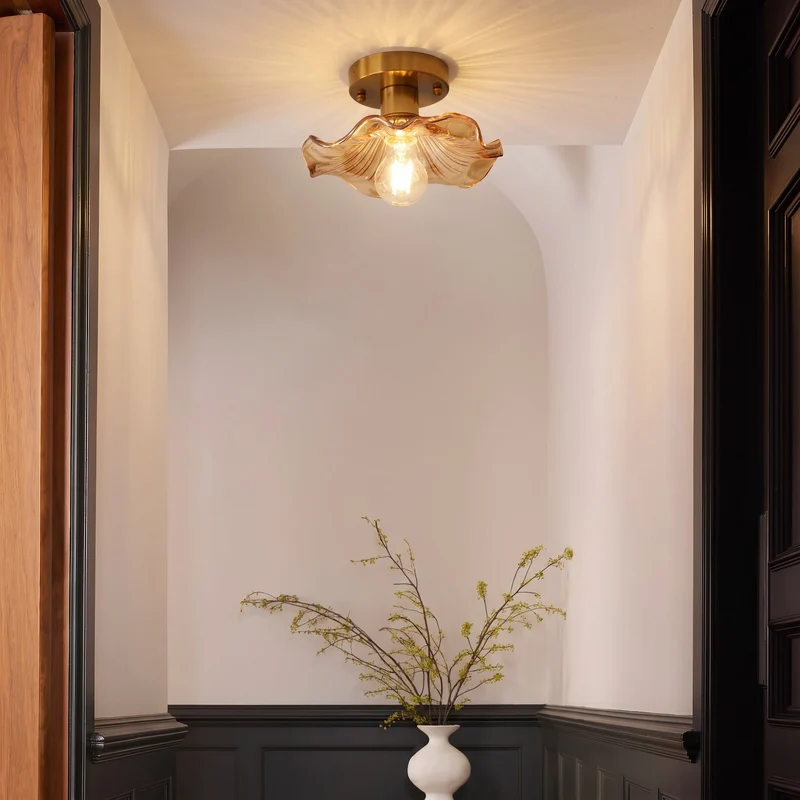 Glazen Plafondlamp Bloesemvorm Ø58cm Warm Wit LED 3000K Aluminium Armatuur Woonkamer Slaapkamer Verlichting | Sansoti