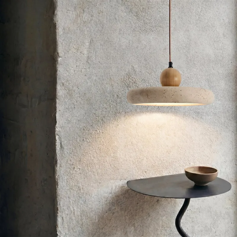 Hanglamp Travertijn Hout Natuursteen LED Eetkamer Verstelbaar Scandinavisch Design Sfeerverlichting Warm Licht | Sansoti