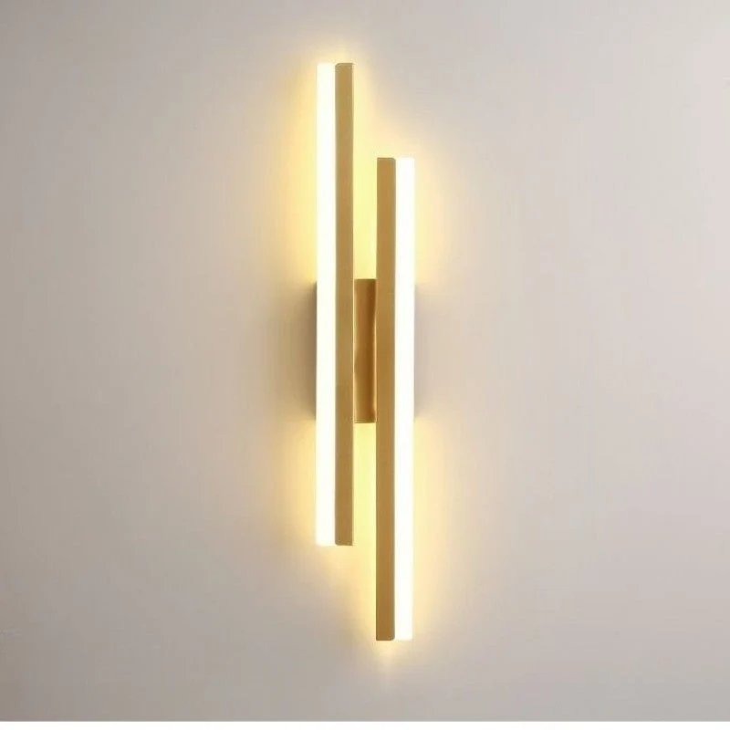 Verticale LED-wandlamp met metalen lijn 48cm warmwit licht modern slaapkamer woonkamer wandverlichting | Sansoti