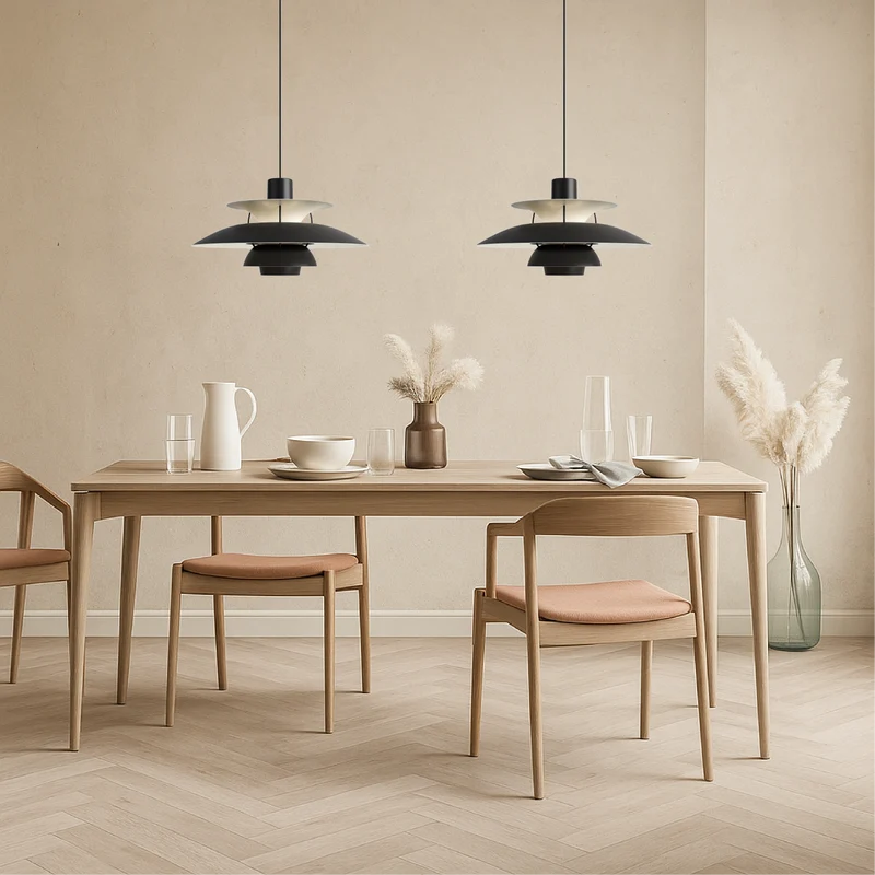 Gelaagde Aluminium Hanglamp E27 Scandinavisch Design Zwart Wit Eetkamer Keukeneiland Plafondverlichting | Sansoti