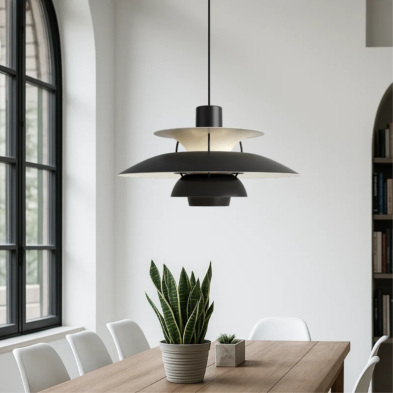 Gelaagde Aluminium Hanglamp E27 Scandinavisch Design Zwart Wit Eetkamer Keukeneiland Plafondverlichting | Sansoti