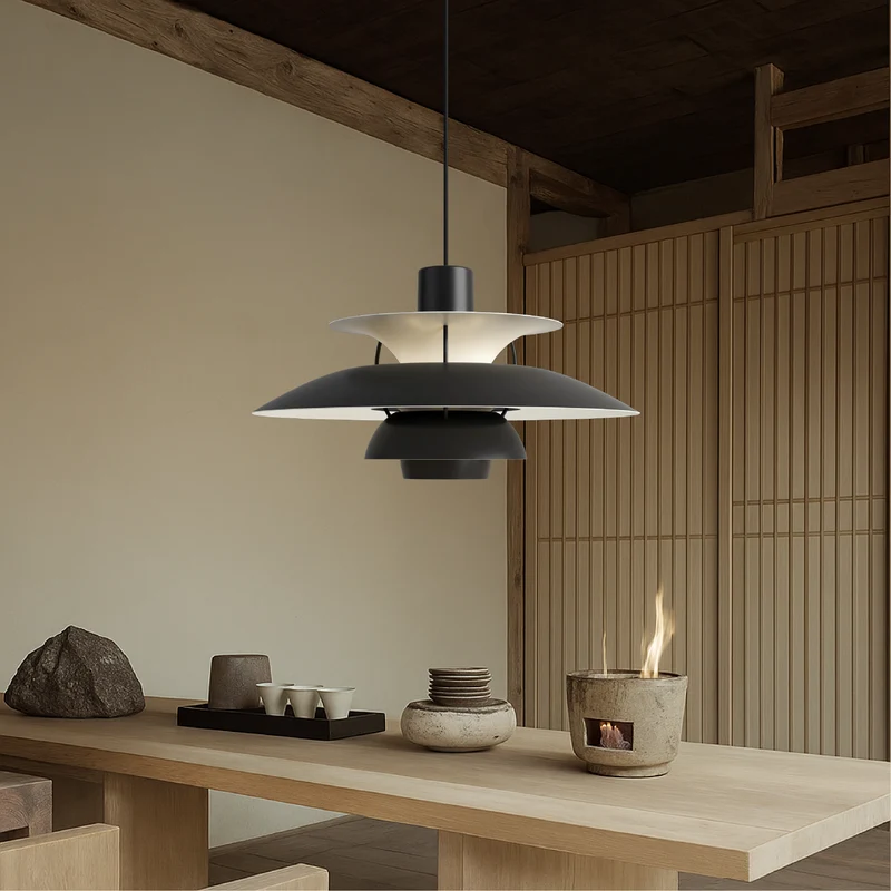 Gelaagde Aluminium Hanglamp E27 Scandinavisch Design Zwart Wit Eetkamer Keukeneiland Plafondverlichting | Sansoti