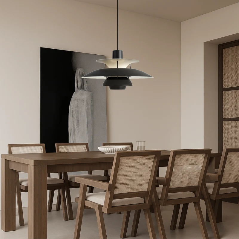 Gelaagde Aluminium Hanglamp E27 Scandinavisch Design Zwart Wit Eetkamer Keukeneiland Plafondverlichting | Sansoti