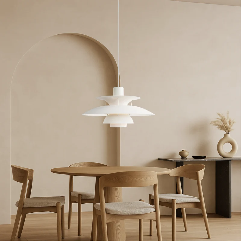 Gelaagde Aluminium Hanglamp E27 Scandinavisch Design Zwart Wit Eetkamer Keukeneiland Plafondverlichting | Sansoti