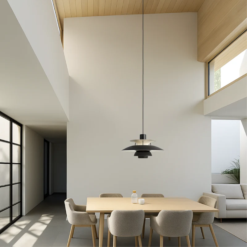 Gelaagde Aluminium Hanglamp E27 Scandinavisch Design Zwart Wit Eetkamer Keukeneiland Plafondverlichting | Sansoti