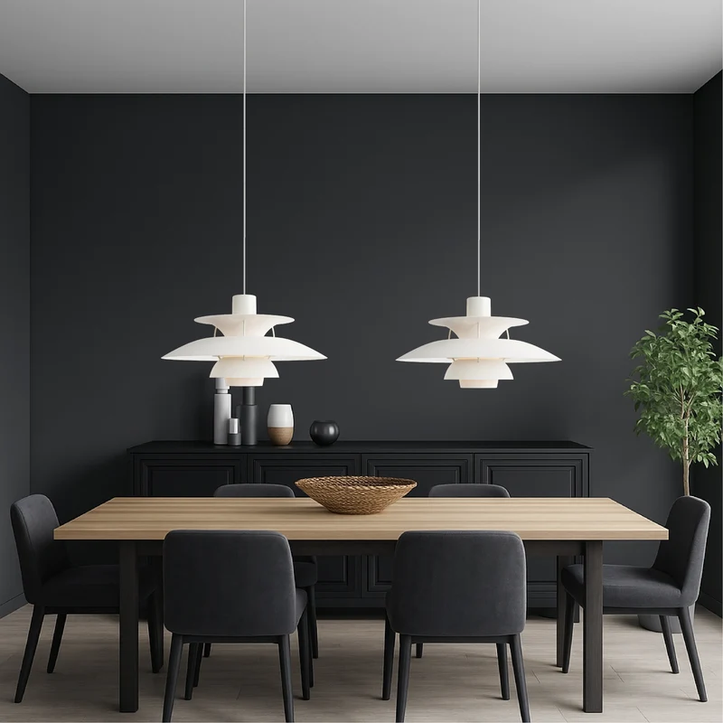 Gelaagde Aluminium Hanglamp E27 Scandinavisch Design Zwart Wit Eetkamer Keukeneiland Plafondverlichting | Sansoti