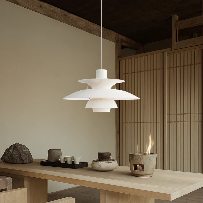 Gelaagde Aluminium Hanglamp E27 Scandinavisch Design Zwart Wit Eetkamer Keukeneiland Plafondverlichting | Sansoti