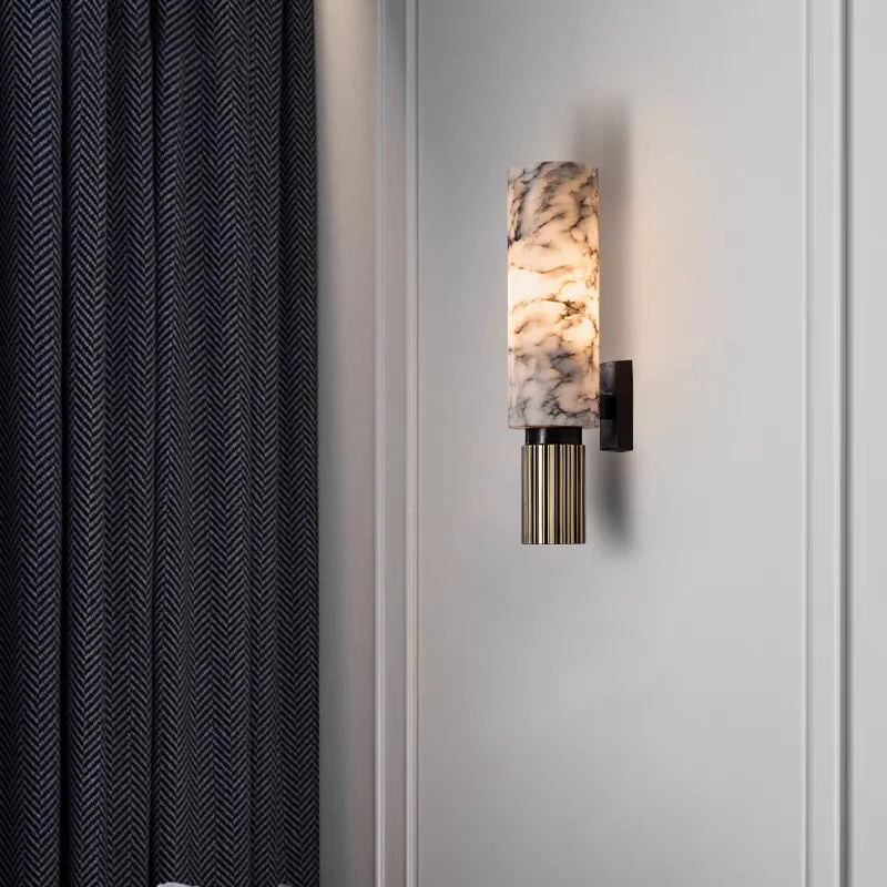 Wandlamp Marmer en Koper Verticaal Warm Wit Licht 3000K Sfeervol Woonkamer Slaapkamer Gang Uniek Design | Sansoti