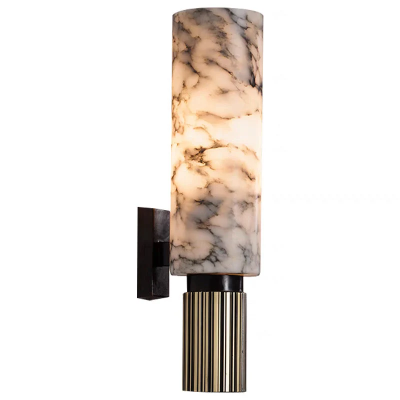 Wandlamp Marmer en Koper Verticaal Warm Wit Licht 3000K Sfeervol Woonkamer Slaapkamer Gang Uniek Design | Sansoti