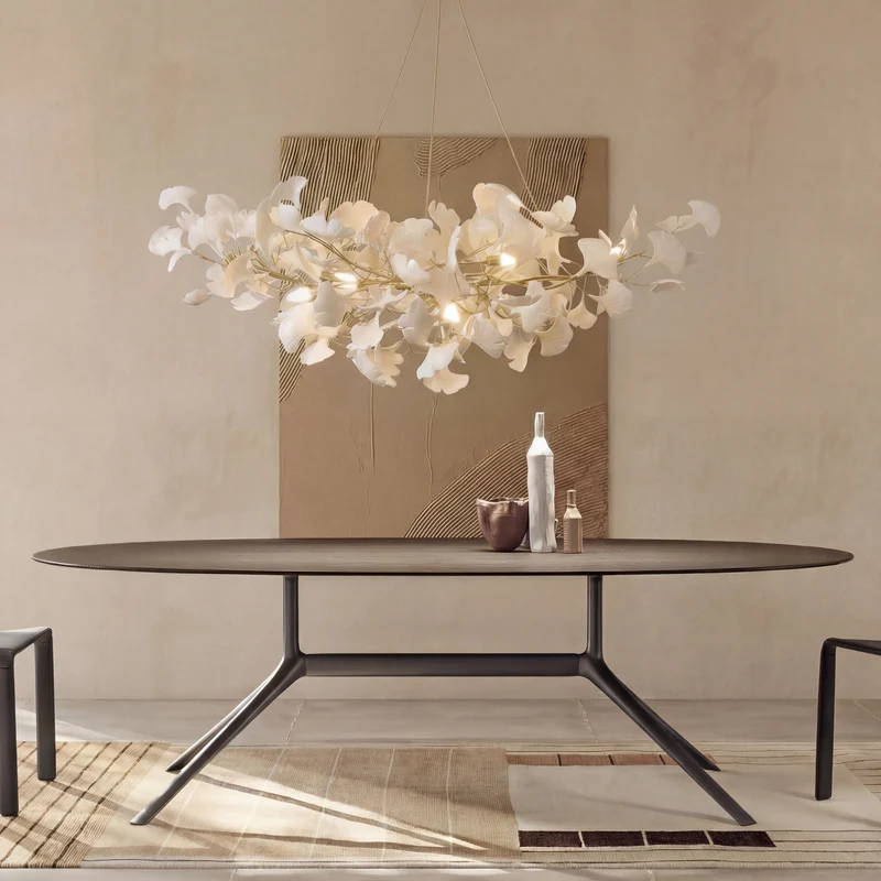 Hanglamp Gingkoblad Keramiek LED met Verstelbaar Koord voor Eetkamer Woonkamer Modern Design Scandinavisch | Sansoti