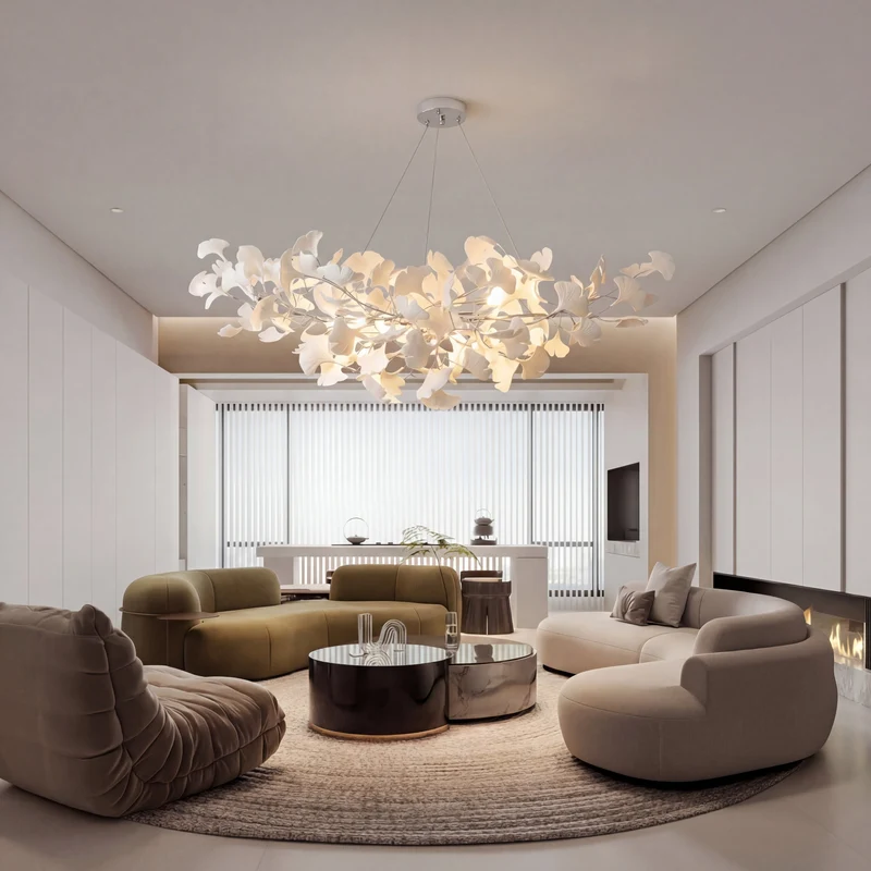 Hanglamp Gingkoblad Keramiek LED met Verstelbaar Koord voor Eetkamer Woonkamer Modern Design Scandinavisch | Sansoti