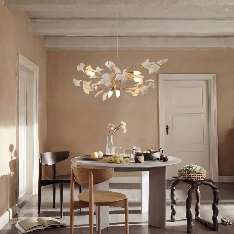 Hanglamp Gingkoblad Keramiek LED met Verstelbaar Koord voor Eetkamer Woonkamer Modern Design Scandinavisch | Sansoti