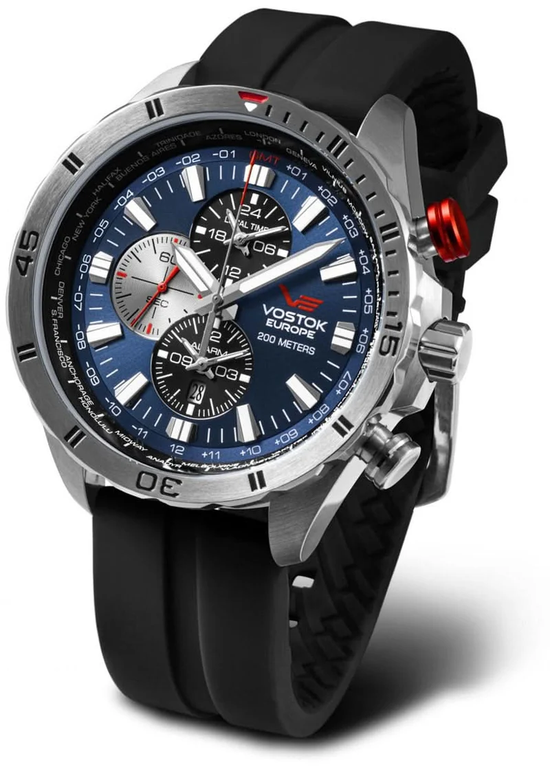 Vostok Europe Almaz YM26-320A652SS Herrenuhr • Weltzeit-Funktion • 20 ATM