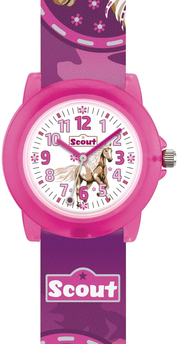 Scout Crystal Pferde 305042 Mädchen-Uhr • Lernzifferblatt • 5 ATM wasserdicht