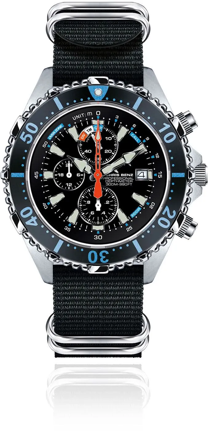 Chris Benz Depthmeter Chronograph 300M CB-C300X-LB-NBS Herrenuhr • 300m wasserdicht • Saphirglas