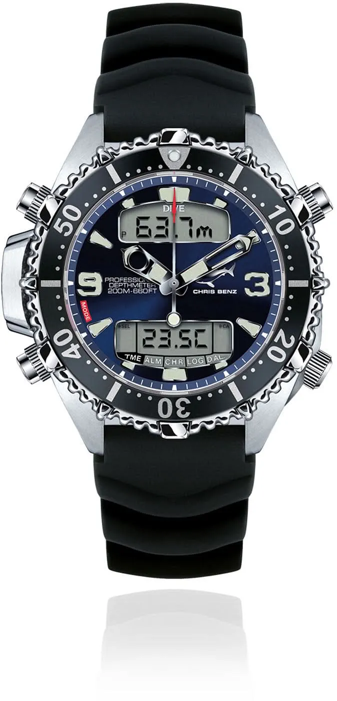 Chris Benz Depthmeter Digital 200M CB-D200X-D-KBS Herrenuhr • Digitaler Tiefenmesser • Saphirglas