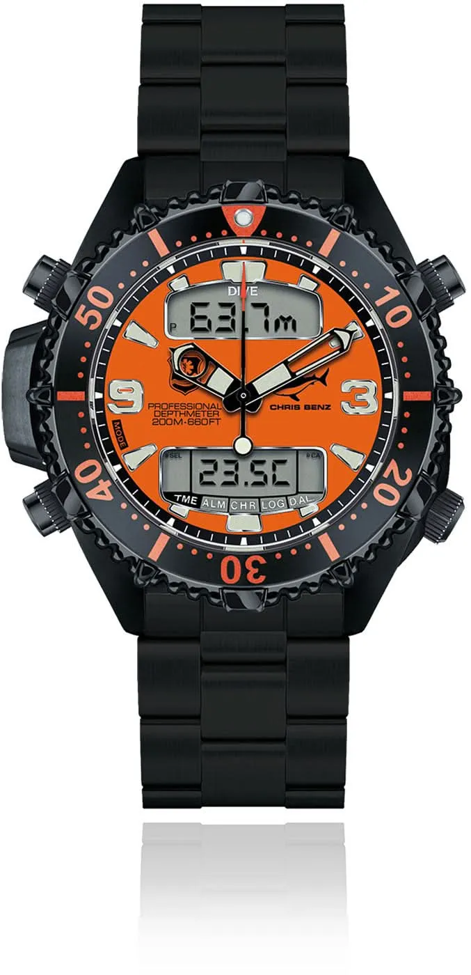 Chris Benz Depthmeter Digital 200M CB-D200X-RS-MB Herrenuhr • Tiefenmesser • 200m Wasserdicht